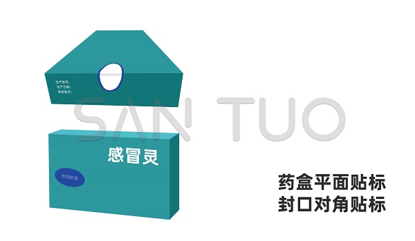 药盒平面贴标及对角封口贴标